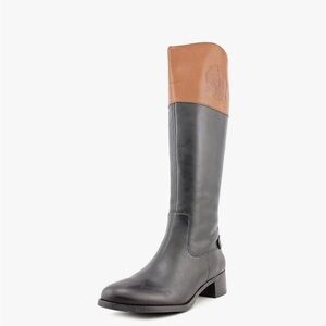 Franco Sarto Black and Tan Heeled Boots